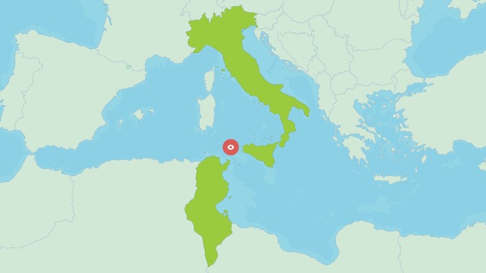 Mappa interattiva dell'Italia e della Tunisia